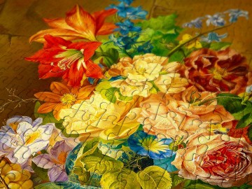 Enjoy Puzzle - Still Life with Fruit Flowers and a Parrot - 1000 Stukjes 5