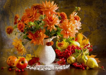 Enjoy Puzzle - Still Life with Orange Dahlias - 1000 Stukjes 4