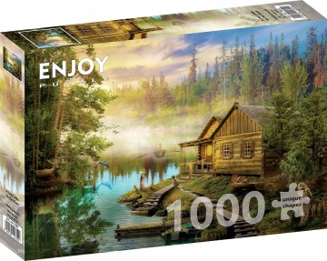 Enjoy Puzzle - A Log Cabin on the River - 1000 Stukjes 2