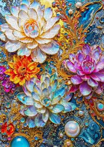 Enjoy Puzzle - Pearlescent Waterlilies - 1000 Stukjes 3