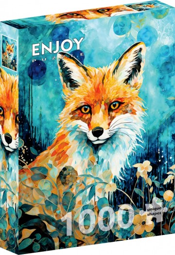 Enjoy Puzzle - Red Fox on Blue - 1000 Stukjes 2