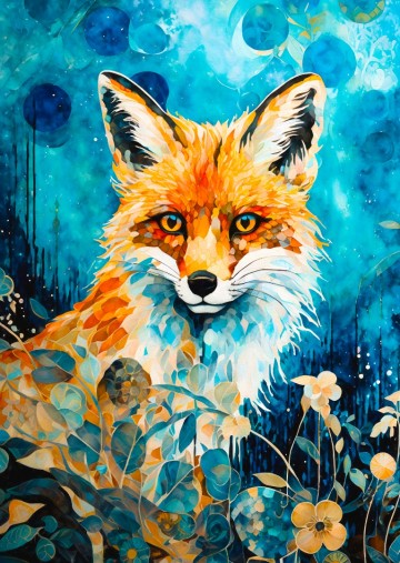Enjoy Puzzle - Red Fox on Blue - 1000 Stukjes