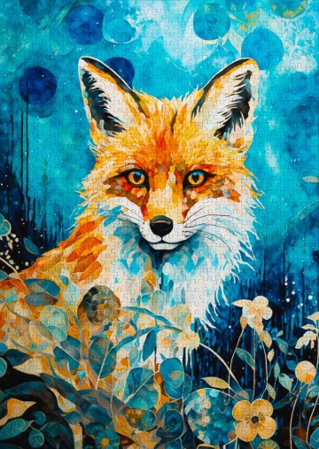 Enjoy Puzzle - Red Fox on Blue - 1000 Stukjes 3