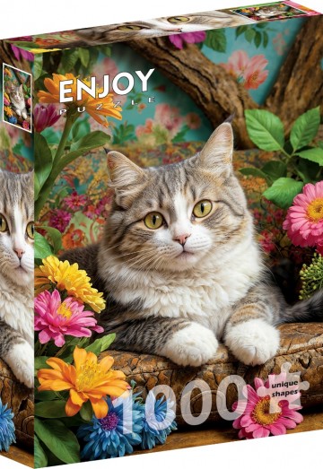 Enjoy Puzzle - Cat in Bloom - 1000 Stukjes 2