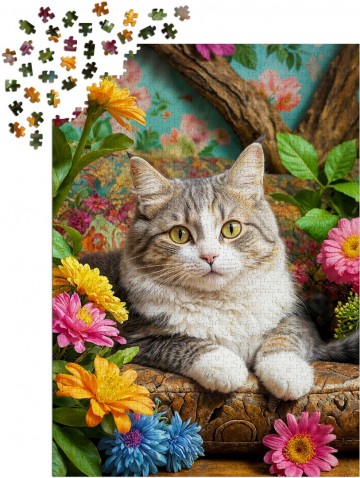 Enjoy Puzzle - Cat in Bloom - 1000 Stukjes 5