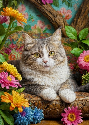 Enjoy Puzzle - Cat in Bloom - 1000 Stukjes 3