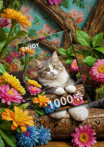 Enjoy Puzzle - Cat in Bloom - 1000 Stukjes 6