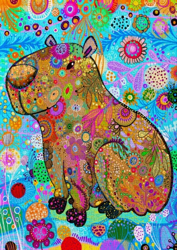 Enjoy Puzzle - Patterned Capybara - 1000 Stukjes 3