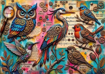 JaCaRou Puzzle - Birds, Notes & Gears - 1000 Stukjes
