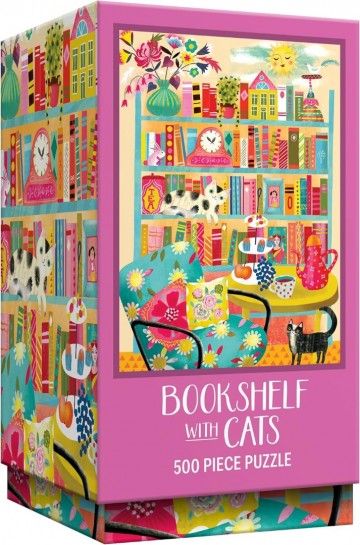 RoseArt - Bookshelf With Cats - 500 Stukjes 2