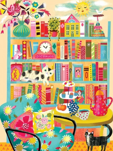 RoseArt - Bookshelf With Cats - 500 Stukjes