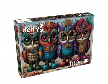 Delfy Puzzle - Booted Owl Quartet - 1000 Stukjes 2