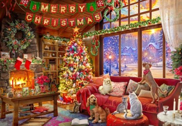 Bluebird Puzzle - Christmas Evening With Pets - 1000 Stukjes