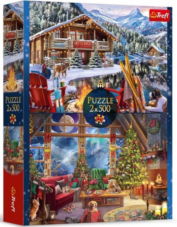Trefl - Christmas in the Mountains - 2 x 500 Stukjes 2