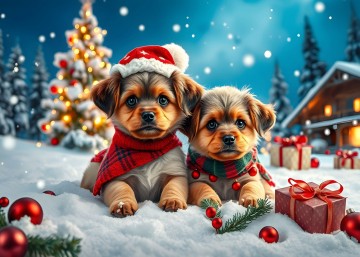 Alipson Puzzle - Chatons et Chiots de Noël - 2 x 500 Stukjes 4