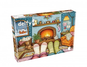 Delfy Puzzle - Cozy Feet, Winter Night - 1000 Stukjes 2