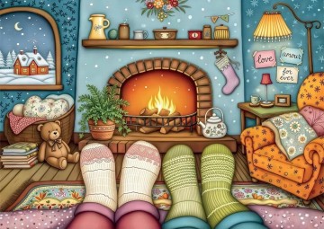 Delfy Puzzle - Cozy Feet, Winter Night - 1000 Stukjes