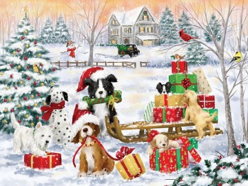 Bits and Pieces - Dogs With Christmas Presents - 500 Stukjes