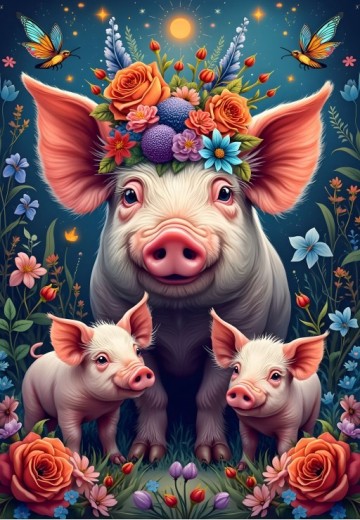 Alipson Puzzle - Famille Cochon en Promenade - 1000 Stukjes