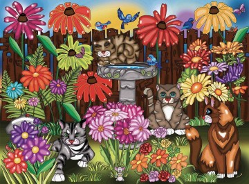 JaCaRou Puzzles - Garden Cats - 1000 Stukjes
