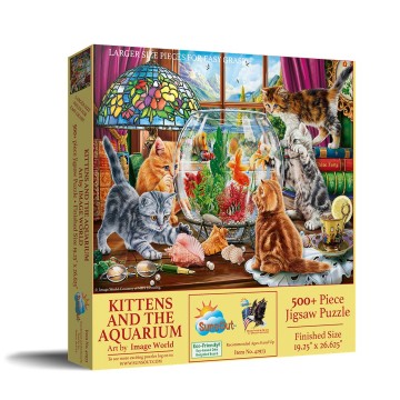 SunsOut - Kittens and the Aquarium - 500 XL Stukjes 2