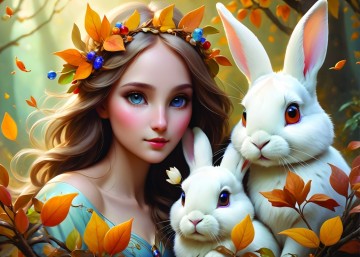Alipson Puzzle - Lady and Bunnies - 500 Stukjes