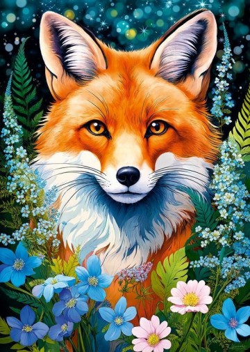 CherryPazzi - Red Fox in Flowers - 1000 Stukjes