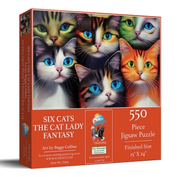 SunsOut - Six Cats The Cat Lady Fantasy - 550 Stukjes 2
