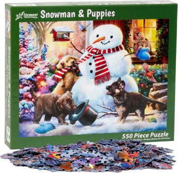 Vermont Christmas Company - Snowman & Puppies - 550 Stukjes 2