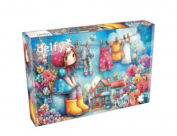 Delfy Puzzle - Sunlit Laundry Joy - 1000 Stukjes 2