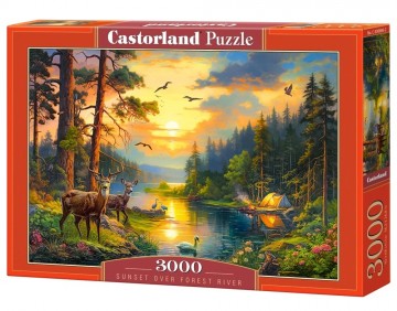 Castorland - Sunset Over Forest River - 3000 Stukjes 2