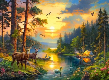 Castorland - Sunset Over Forest River - 3000 Stukjes