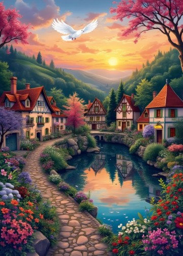 Alipson Puzzle - Le Village au Bord de L'eau - 500 Stukjes