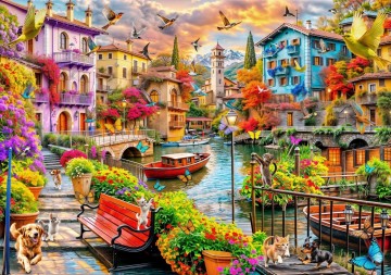 Bluebird Puzzle - Le Village Sur le Canal - 2000 Stukjes