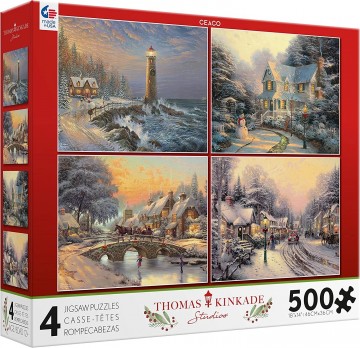 Ceaco - Thomas Kinkade Christmas Multipack - 4 x 500 Stukjes 2