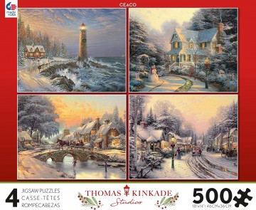 Ceaco - Thomas Kinkade Christmas Multipack - 4 x 500 Stukjes 3