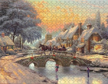 Ceaco - Thomas Kinkade Christmas Multipack - Cobblestone Sleigh Ride