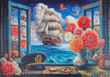 Delfy Puzzle - Window Sea View - 1000 Stukjes 3